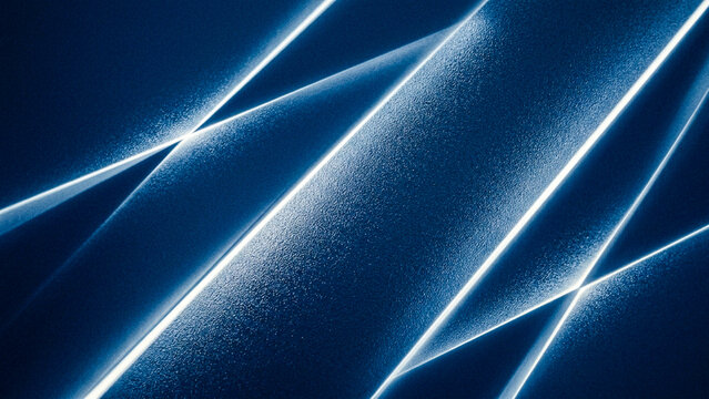 An abstract dark blue textured surface illuminated by sharp, crisscrossing beams of bright white light