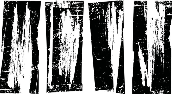 Four black and white wood texture panels with distressed and grunge vertical lines