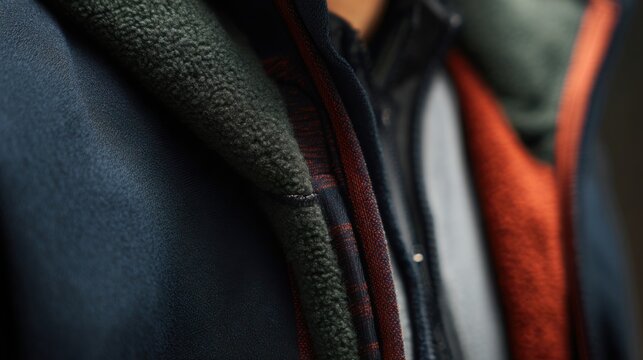 layered clothing system thermal fleece shell outdoor gear detail texture contrast functional apparel
