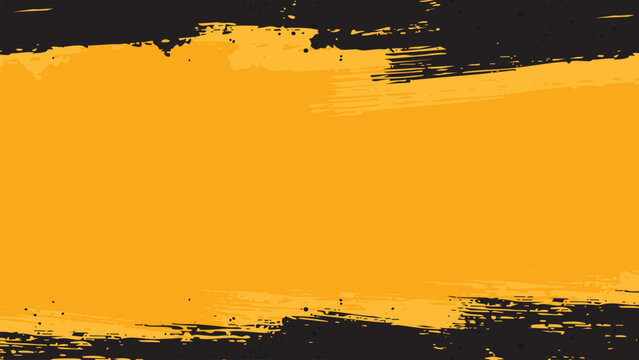 A yellow background with black brushstrokes along the top and bottom edges.