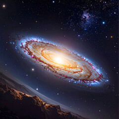 Stunning spiral galaxy glowing brightly in deep space with stars