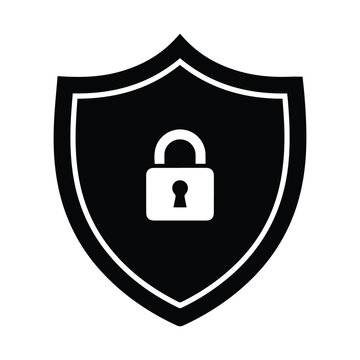 Shield with padlock icon strong protection and secure access symbol vector illustration.