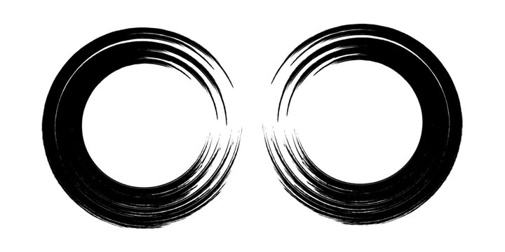 Creative vector illustration of hand drawning circle line sketch set isolated on a white background.  Circle Brush Stroke. Grunge circles brush set. Black grunge circle frames.