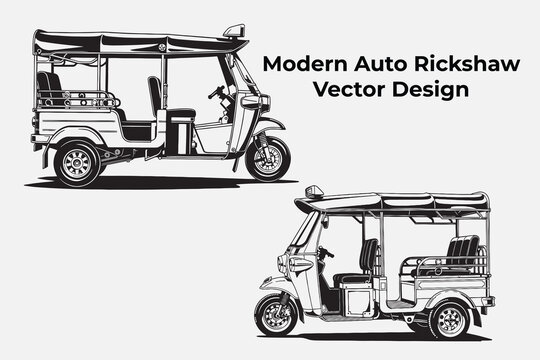 modern auto rickshaw vector design with two views on a white background