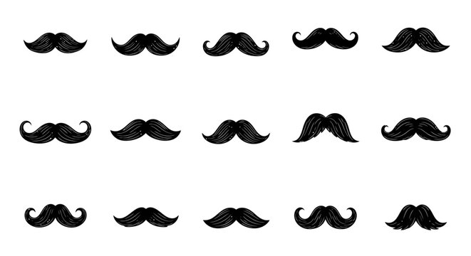 Collection of various mustache silhouettes.