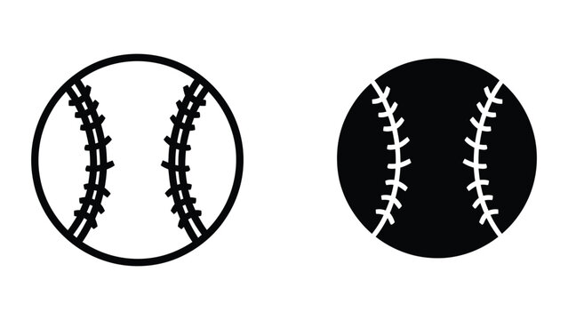 Black and white baseball with red stitching on contrasting backgrounds