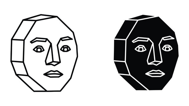 Minimalist geometric face illustration with polygonal shapes