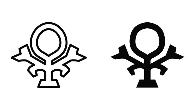 Ancient egyptian ankh symbol with lotus design in two styles