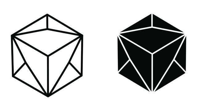 Minimalist geometric cube with intersecting lines design
