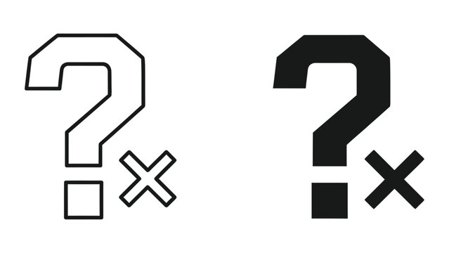 Question mark with multiplication sign icon set