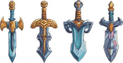 Fantasy sword set vector illustration, medieval magic daggers and weapons asset for RPG games © Fecsku
