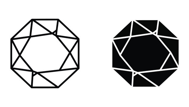 Geometric star polygon vector illustration with black and white contrast