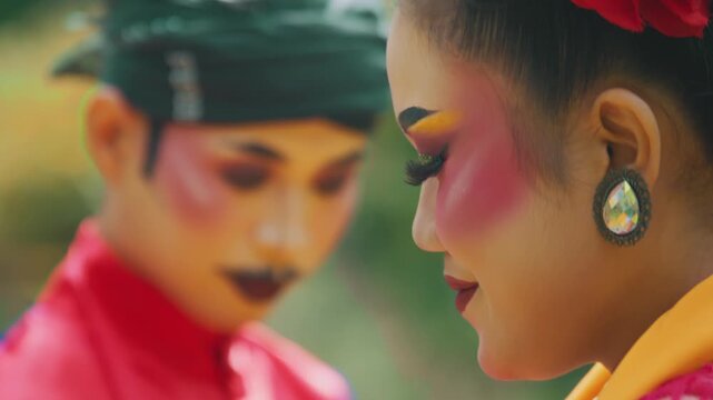 Extreme Close-Up Side Profile of Female Traditional Dancer