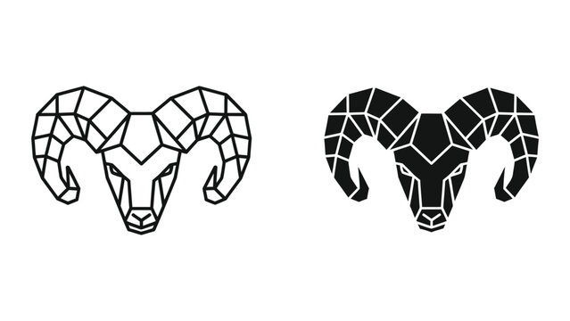 Bighorn sheep head illustration with geometric pattern design