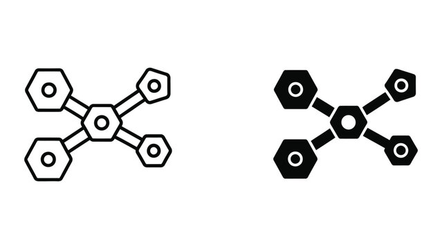 Hexagonal molecular structure diagram with black and white color contrast