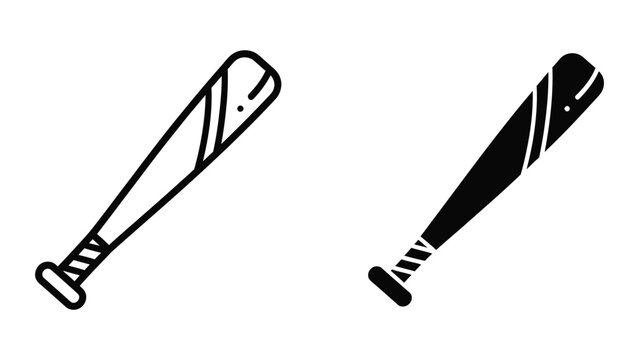 Baseball and softball bats comparison illustration