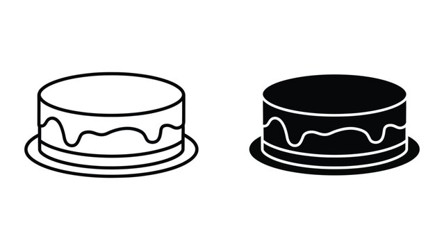 Simple black and white wavy layered cake illustration