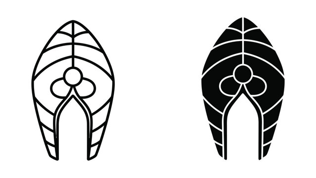 Minimalist black and white kidney cross section vector illustration