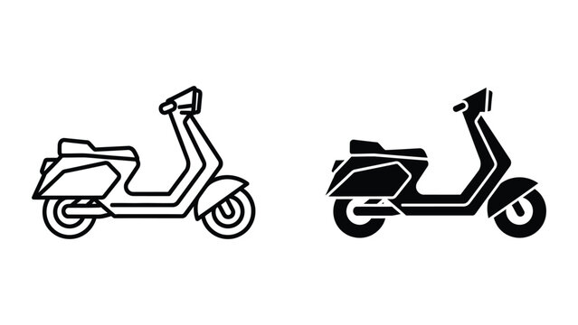 Minimalist scooter and moped vector icons side by side