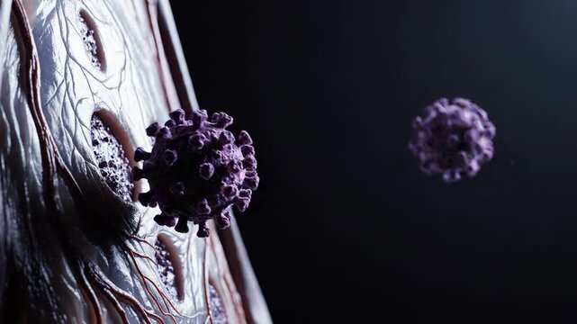 Microscopic View of Coronavirus Spreading Through Blood Vessels and Attacking Cells