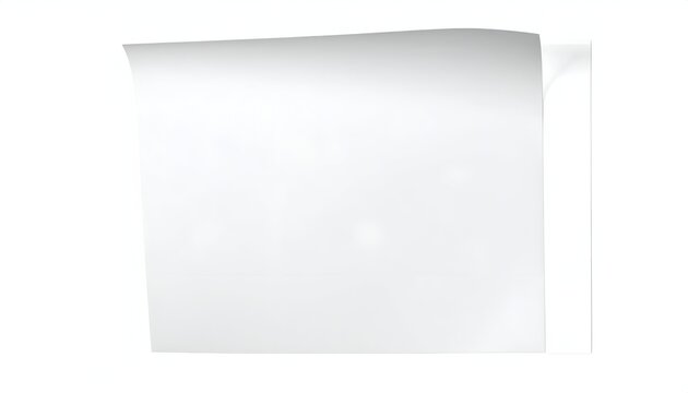 Curled white paper sheet, corner slightly peeled back. Isolated on white