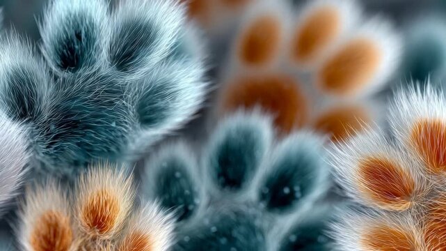 Abstract Colorful Furry Paws, a perfect background for pet care content and animal lovers.