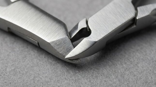 Close up view of sharp stainless steel nippers for nail care nail clippers