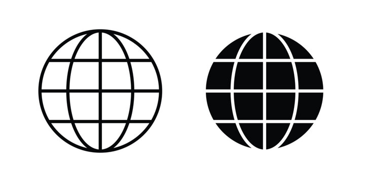 Globe icon for mobile apps and websites.