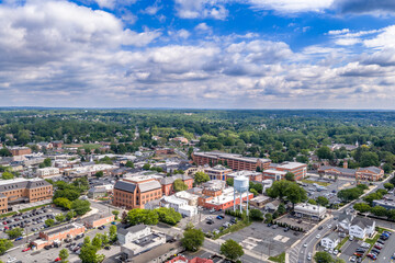 Fototapeta premium Bel Air Maryland Downtown Aerial — Historic Commercial Core Water Tower and Main Street