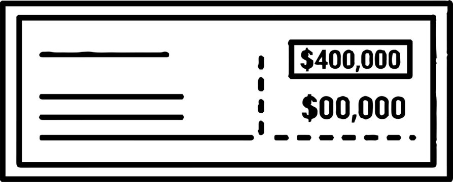 Financial check with four hundred thousand dollar amount