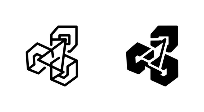Abstract Geometric Optical Illusion Icons, Impossible Shape Vector Art, Modern Design Elements for Branding and Concepts