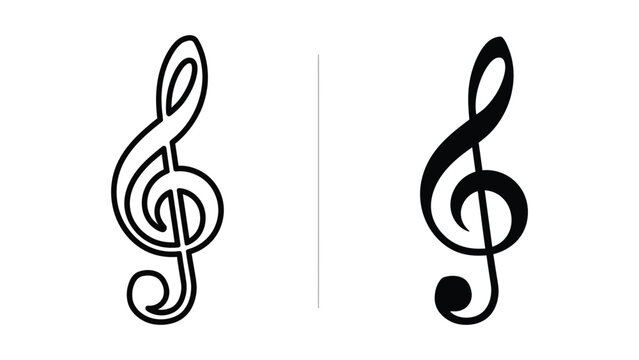 Simple treble clef music symbol with filled note