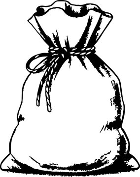 Rustic burlap sack tied with rope string