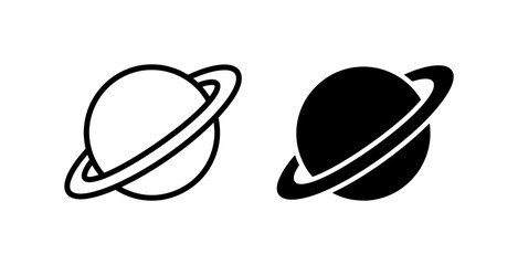 Saturn Planet Icon Set, Cosmic Space Celestial Body Symbols, Simple Vector Graphics for Astronomy and Science © Mamunur