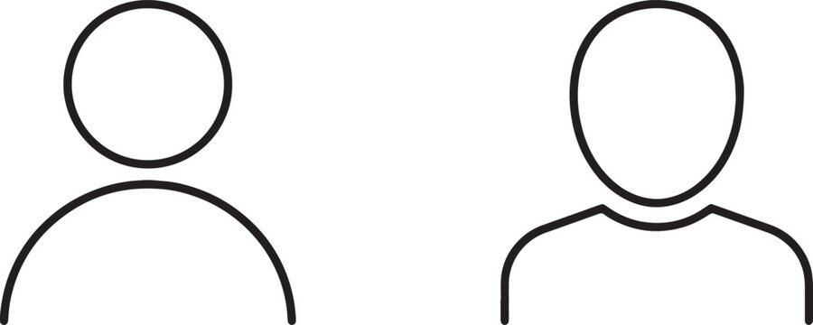 Web, Minimalist user profile avatars with distinct neckline shapes outline vector icons set