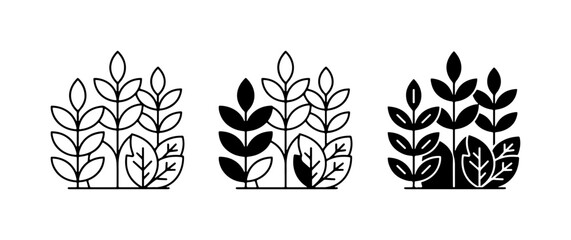 Plant Icons Set: Botanical Growth, Leafy Sprigs, Organic Elements, Nature Graphics, Minimalist Design © Liyana