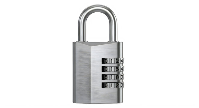 Secure metal padlock with combination dials isolated on transparent background transparent background