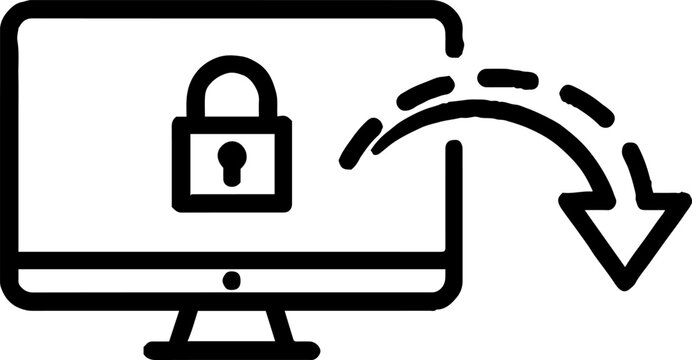 Secure data export icon on computer monitor screen