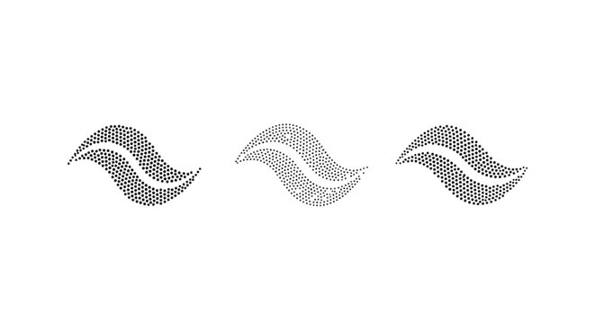 Smiling lips in halftone dotted line art style