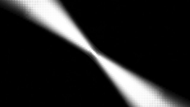 Neutron Star Pulsar Halftone Radar Animation: Rotating Lighthouse Beams With Phosphorescent Dot Grid Afterglow Effect on Black Background