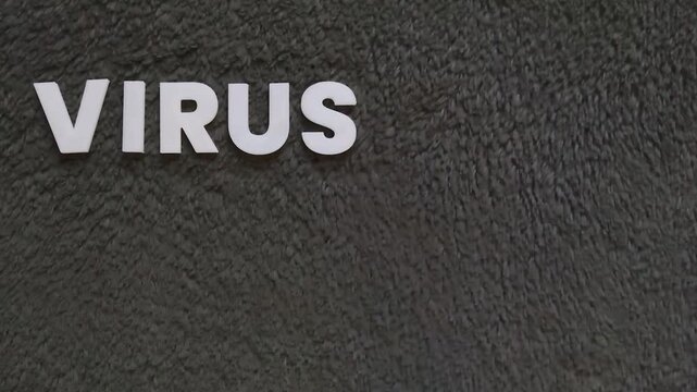 El concepto virus hanta escrito con letras blancas en un fondo gris con textura (versi&oacute;n r&aacute;pida)