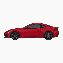 Fototapeta premium Red Sports Car Illustration Side View