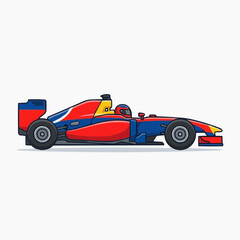 Fototapeta premium Colorful Formula 1 Racing Car with Driver and Helmet Side View Illustration