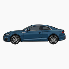 Fototapeta premium Blue Audi A5 Coupe Side View Illustration