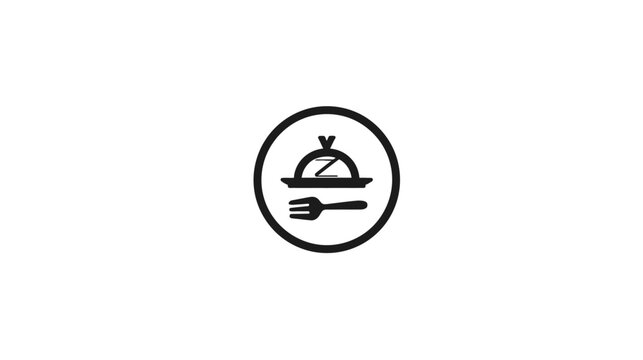 Fast food delivery service icon with plate, cloche, and clock timer. Quick meal preparation and restaurant service symbol.