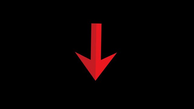 Red arrow pointing down on black background direction