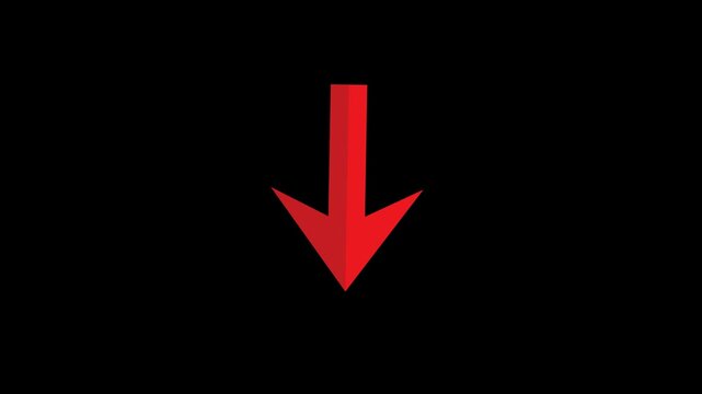 Red arrow pointing down on black background direction