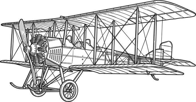 Early 20th century biplane aircraft with radial engine