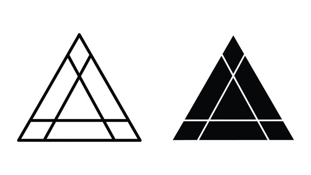 Black and white geometric triangle with divided sections