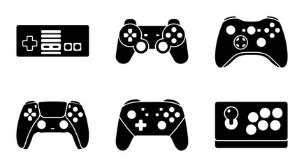 Video Game Controllers Collection, Retro and Modern Gaming Joysticks, Digital Entertainment Input Devices, Vector Icons Set © Mohsin
